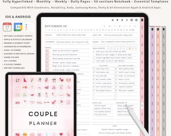 Digital Couple Planner | Relationship Goals Journal | Love, Growth, Communication, Games & Bucket List | iPad and Android Compatible