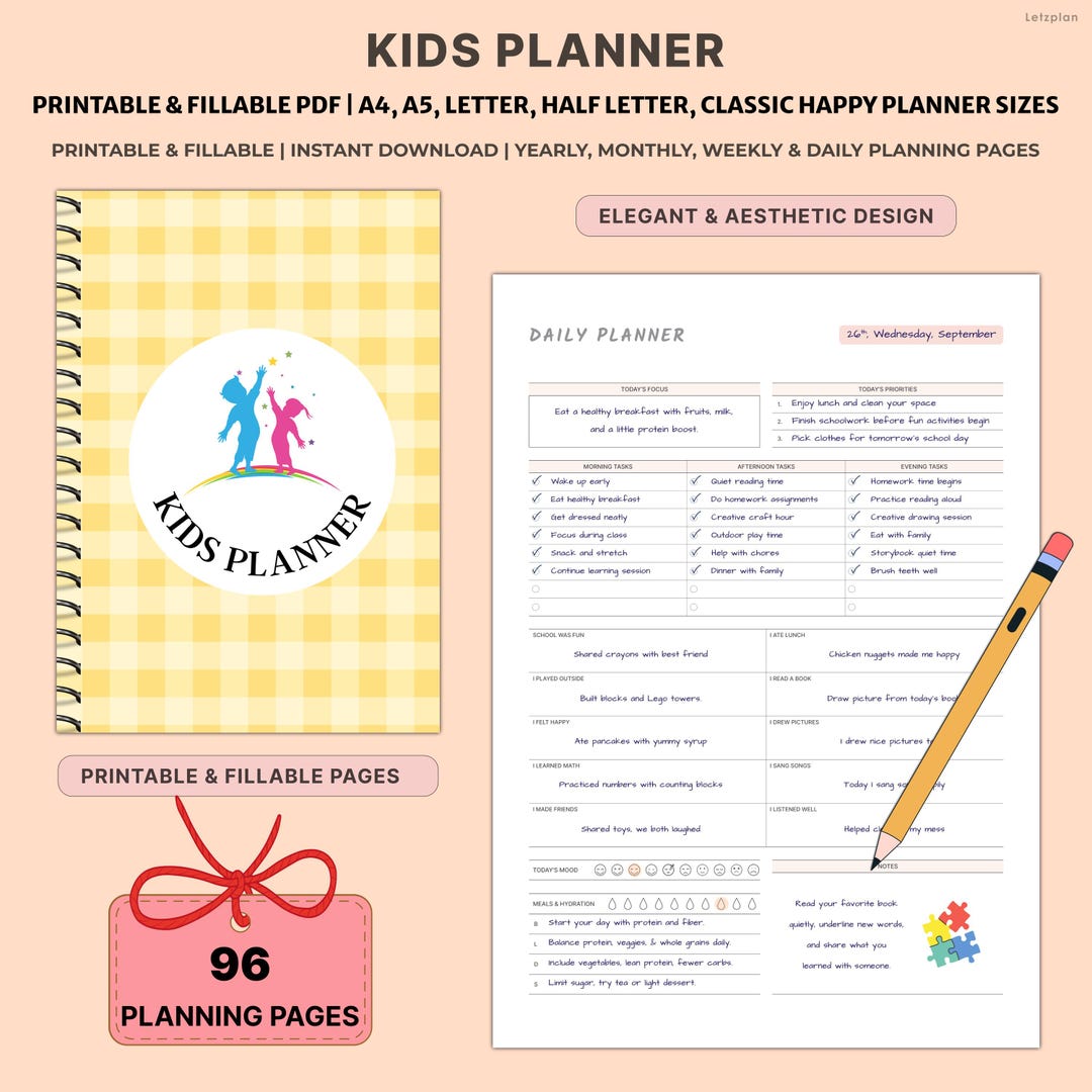 Printable Kids Planner Bundle | Undated Daily Routine & Chore Chart ...