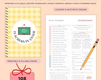 Printable Teacher Planner Bundle | Undated Lesson Plan & Classroom Organizer | Teacher Binder | School Agenda A4 A5 Letter | Fillable PDF