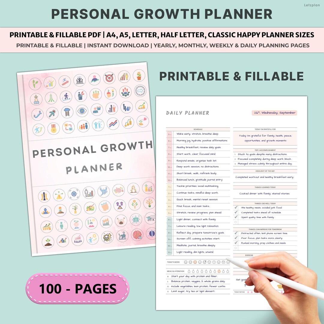 Personal Growth Planner Printable | Self Improvement Development ...