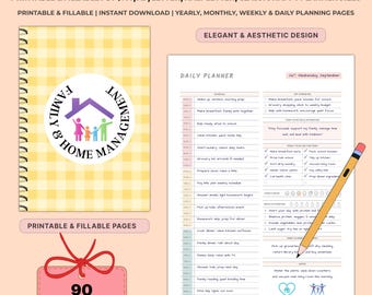 Printable Home Management Binder | Undated Family Organizer & Cleaning Schedule | Household Budget | Meal Planner A4 A5 Letter | Fillable