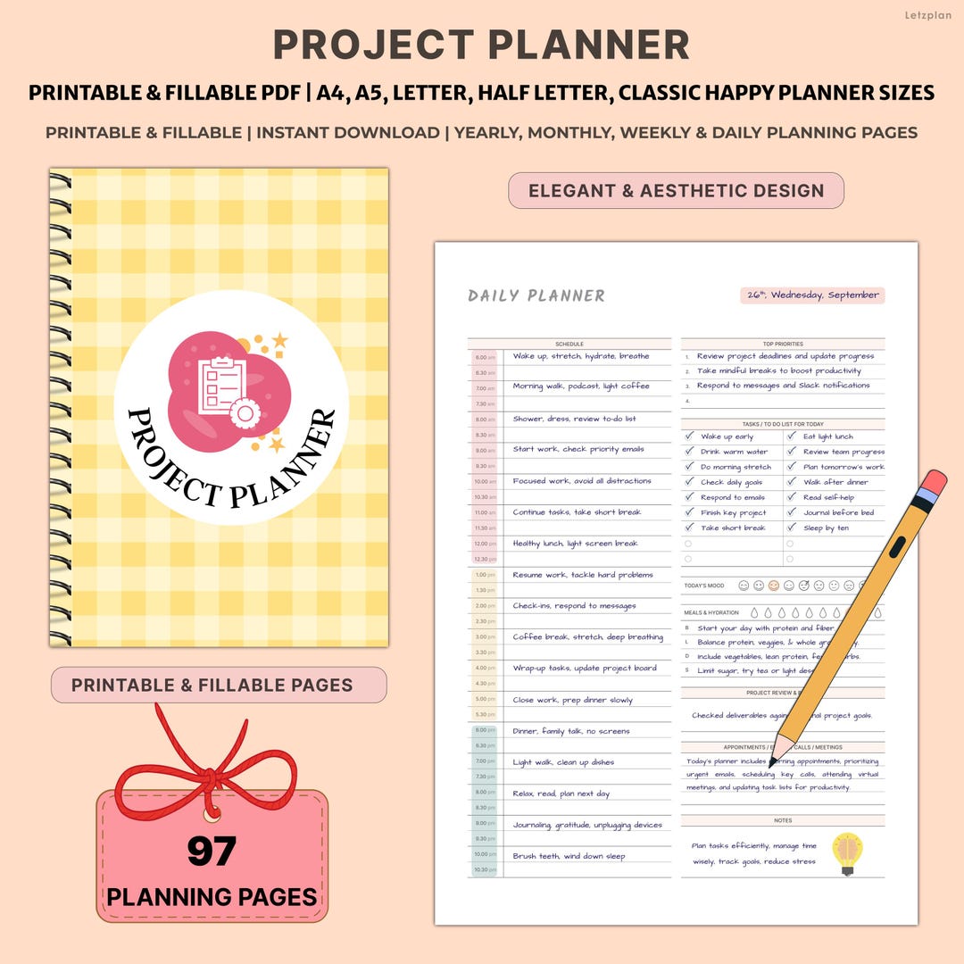 Printable Project Planner Bundle | Undated Project Management Templates ...