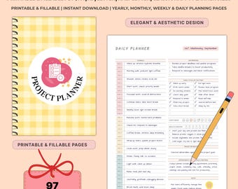 Utskrivbart projektplaneringspaket | Odaterade projektledningsmallar | Arbetsproduktivitet och uppgiftsspårning A4 A5 brev | Ifyllbar PDF