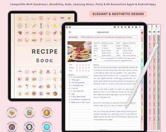 Digitales Rezept-Journal für iPad | Rezeptbuch mit Einkaufsliste und Mahlzeitenplaner | Goodnotes Rezept Organizer | Food-Tracker