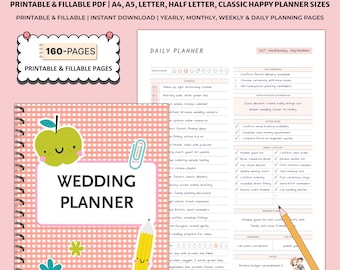 Printable Wedding Planner | Wedding Binder Organizer | Checklist Budget Timeline Planning Pages