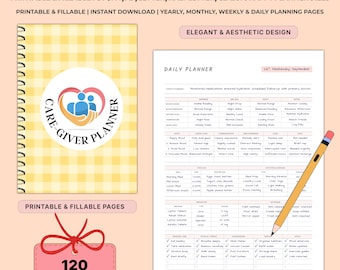 Printable Caregiver Planner Bundle | Undated Caregiving Binder & Daily Log | Elder Care Medical Tracker A4 A5 Letter | FillablePDF Organizer