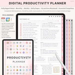Custom Digital Productivity Planner Journal | Life Organizer | Weekly Goal Setting | Habit Tracker | ADHD Life Management Template