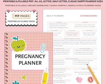 Printable Pregnancy Planner | Weekly Journal Checklists | Birth Plan Baby Prep Organizer