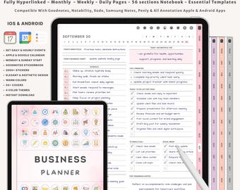Digital Business Planner for Small Business | Goodnotes iPad Organizer | Productivity Social Media Content Side Hustle Goal Planner