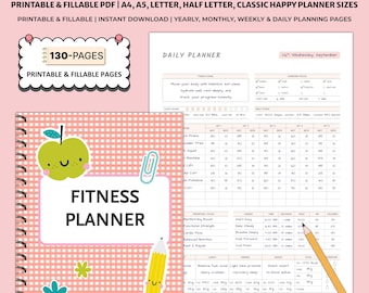 Printable Fitness Planner | Workout Meal Trackers | Weight Loss Health Journal | Wellness & Exercise Log