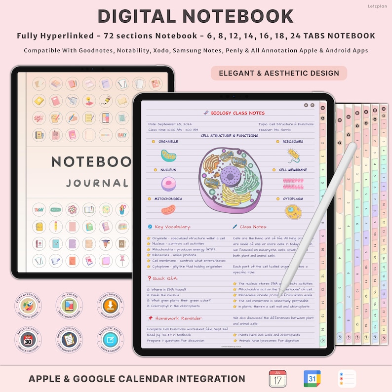 Digital Notebooks Bundle | Goodnotes + Notability | Pastel Hyperlinked ...