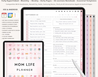 Digital Mom Life Planner Busy Mom Organizer for Daily Tasks Meal Planning Budget Track, Home Management Family Schedule and Weekly Planning