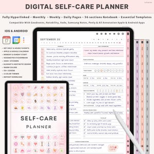 Digital Self Care Planner Wellness Journal Mental Health Journal Mindfulness Daily Planner GoodNotes iPad Journal for Self Love & Healing