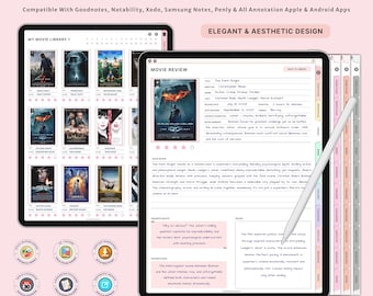 Digital Movies and Series Planner for iPad Goodnotes Notability | TV Show Review Journal | Film Log | Movie Tracker | Series Template