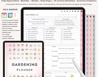 Digital Gardening Planner with Garden Journal Garden Logbook Plant Care Task List Garden Organizer Goodnotes Gardening Tracker iPad