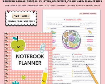 Druckbares Notizbuch Planer | Lined Dot Grid Millimeterpapier | Breit & College Liniert Seiten | Journal Notizen schreiben