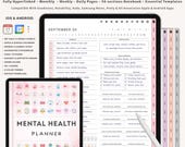 Digital Mental Health Planner Journal, Self Care Tracker, Therapy Worksheet, Mood Tracker, Anxiety Journal, CBT Coping Strategies