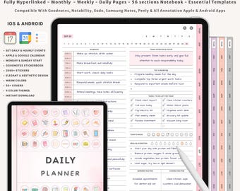 Digital Daily Planner for iPad GoodNotes Notability Noteshelf | Hyperlinked To Do List Daily Schedule Template | Minimalist Digital Journal