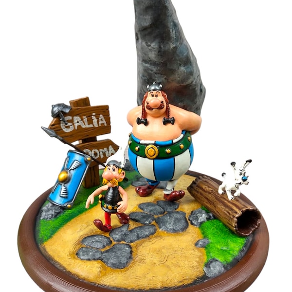 Asterix, Obelix and Ideafix Diorama Figure, Asterix, Obelix and Dogmatix Statue, Asterix and Obelix Diorama