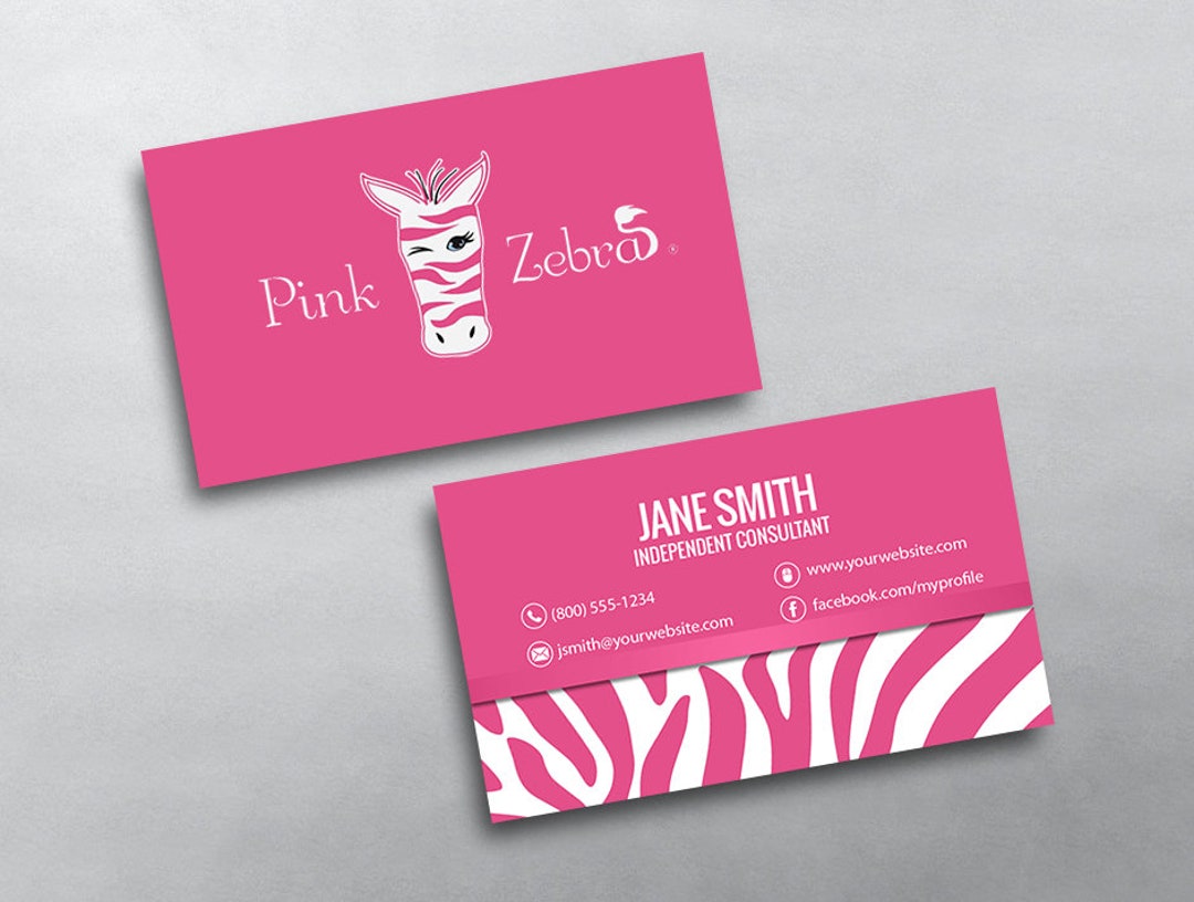Pink Zebra Business Card Independent Consultant Business Card Design