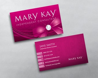 Mary Kay Business Card - Independent Beauty Consultant Business Card Design - Free U.S. Shipping