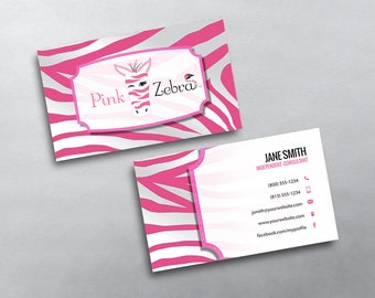 Pink Zebra Business Card - Independent Consultant Business Card Design - Free U.S. Shipping