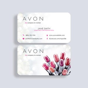 Carte de visite Avon - Design de carte de visite pour représentant indépendant - Livraison gratuite aux États-Unis