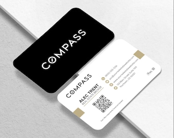 Custom Compass Real Estate Agent Business Cards – 16pt