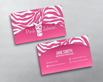 Pink Zebra Business Card - Independent Consultant Business Card Design - Free U.S. Shipping