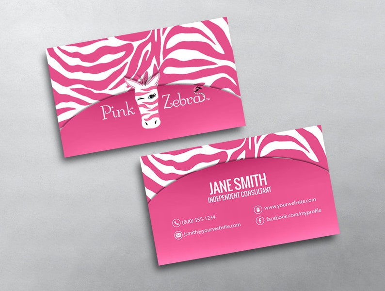 Pink Zebra Business Card Independent Consultant Business Card Design Free U.S. Shipping image 1