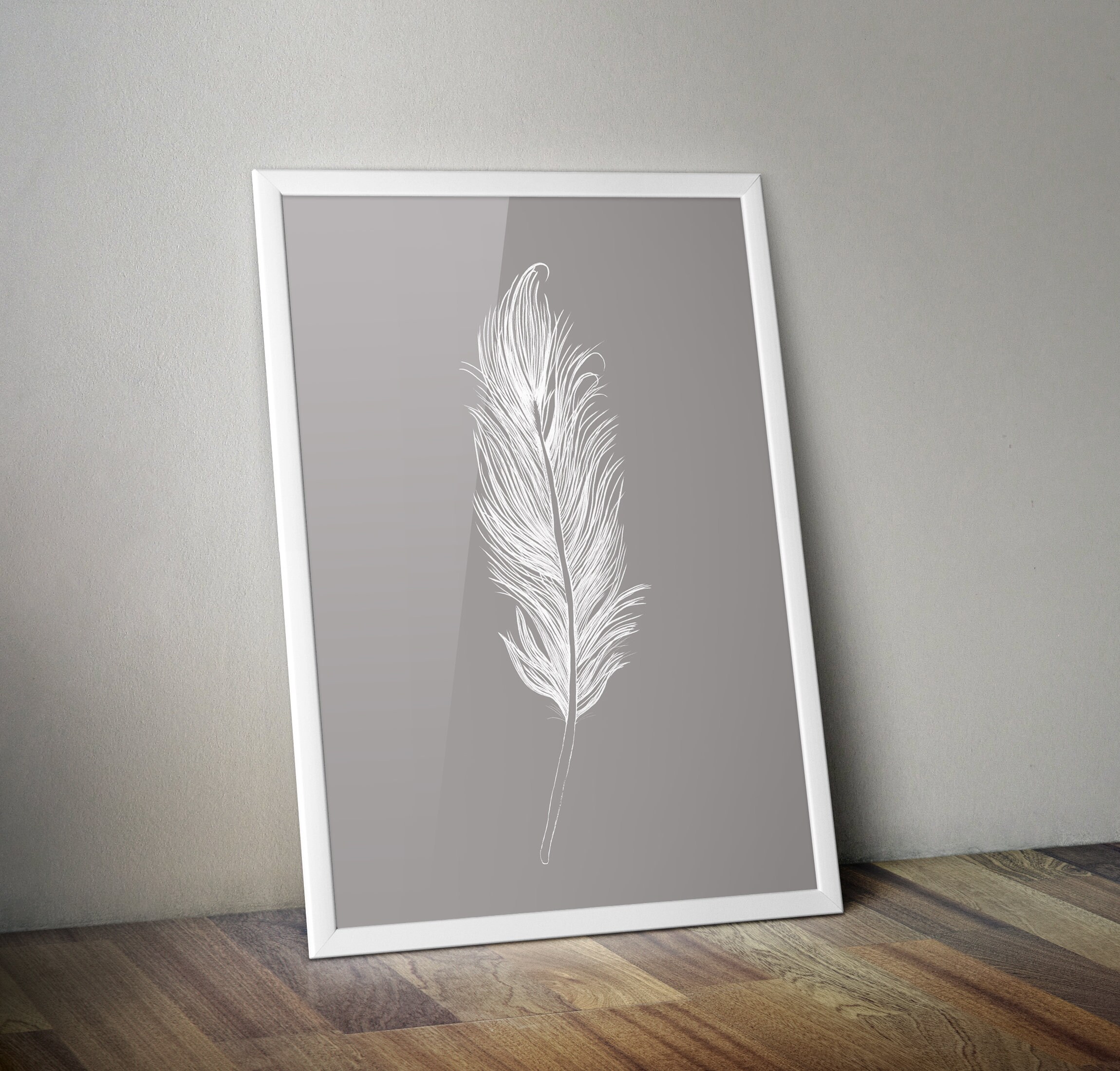 White Feather Wall Art White Art Print Living Room Decor Etsy