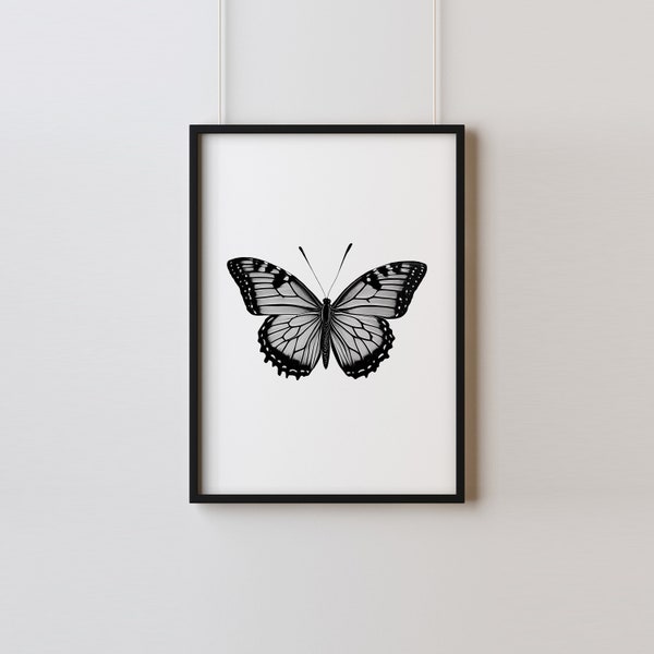 Butterfly Wall Art, Butterfly Art Print, Butterfly Print, Butterfly Wall Print for Home, Butterfly Black Print, Black and White Art Print