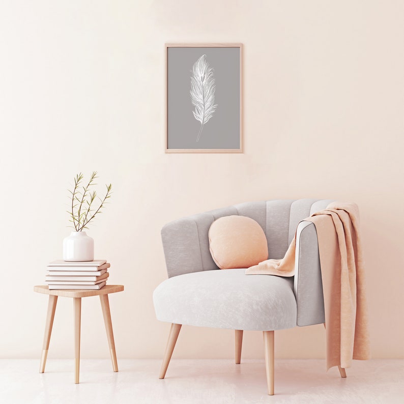White Feather Wall Art White Art Print Living Room Decor Etsy