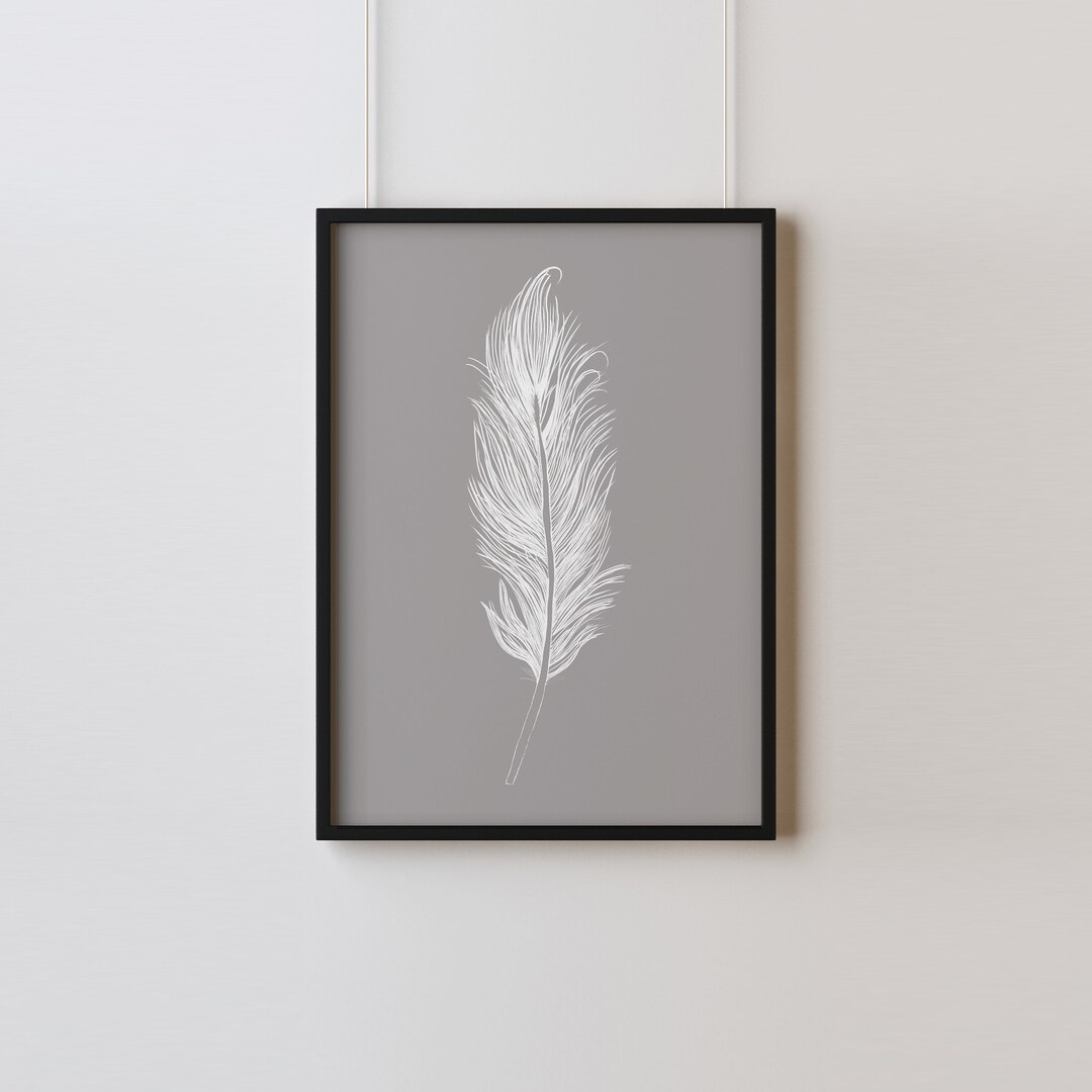 White Feather Wall Art White Art Print Living Room Decor Etsy