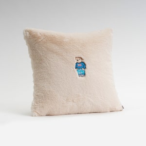 Cream Fur Pillow Case, Faux Fur Pillow Cover, Embroidery Pillow Case, Luxury Faux Fur, Throw Pillow Cover, Embroidered Pillow Cover