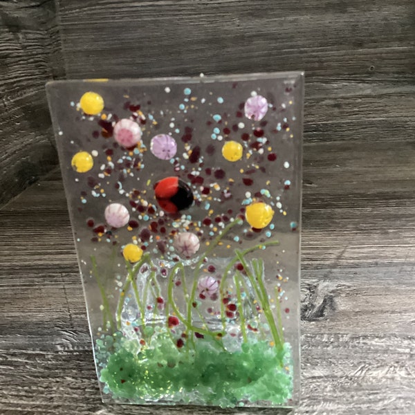 Handmade floral fused glass, tea light holder,home decor gift, handmade uniqu glass multicolour ornament, candle holder light