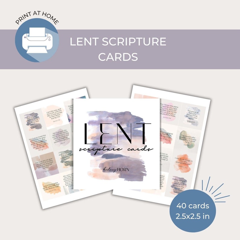Watercolor Lent Scripture Notes for Meditation, Encouragement, Lunchbox, Memorization or Devotionals
