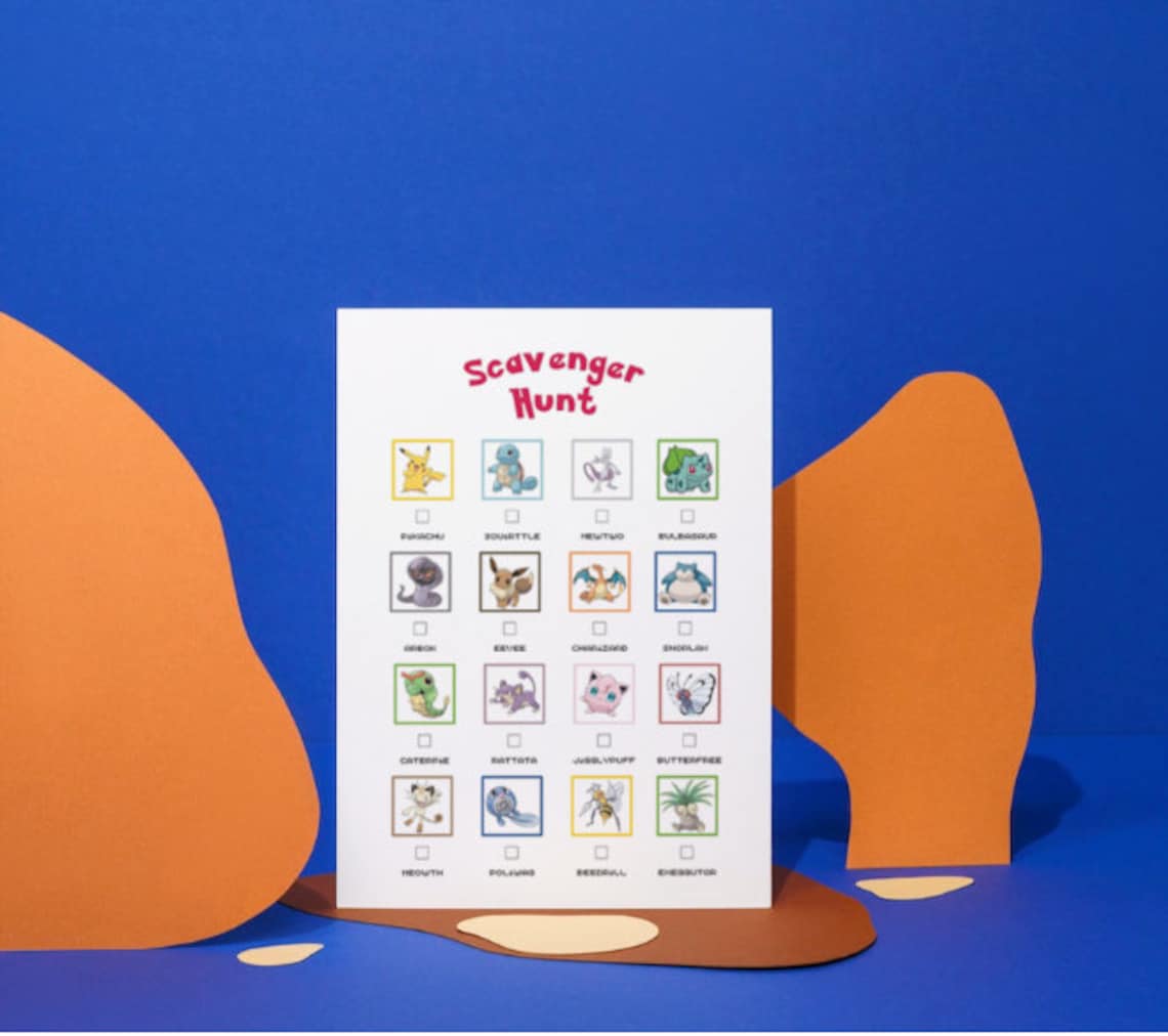 Pokemon Printable Scavenger Hunt Kids Party Game Instant Download