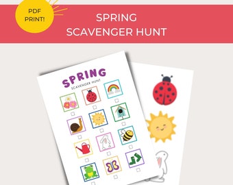Spring Scavenger Hunt & Kid Activity | Party Game | Printable | Digital File | Birthday