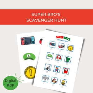 Super Mario Printable Scavenger Hunt & Party Game | Instant Download Kids Game and Birthday | Nintendo | Mario Kart