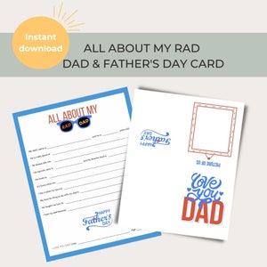 Stampabile per la festa del papà / Tutto su mio padre / Regalo e biglietto / Attività per bambini / Download istantaneo