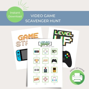 Video Game Printable Scavenger Hunt & Party Game | Instant Download Kids Birthday