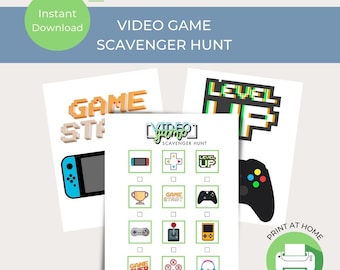 Videospiel zum Ausdrucken Schnitzeljagd & Gesellschaftsspiel | Sofort Download Kindergeburtstag