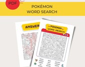 Printable Word Search | Party Game | Pokemon | Digital File | Kids Games | Birthday Activities