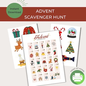 Advent Calendar Scavenger Hunt | Instant Download Kids Game for Christmas | Nativity | Santa