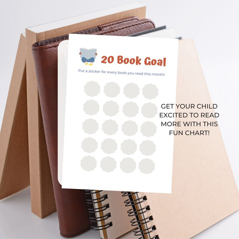 Printable Book Goal Chart for Kids Reward Sticker Chart - Etsy