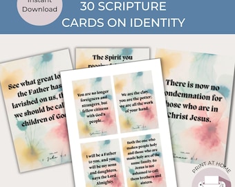 Bible Scripture Cards on Identity | Notes or Affirmation Cards for Character and Formation Tools