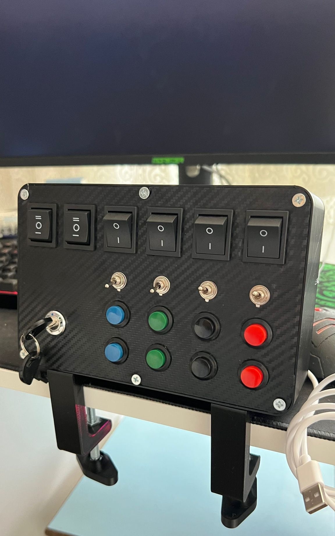 PC Sim Racing Button Box With Mount for Fanatec Podium or DD 