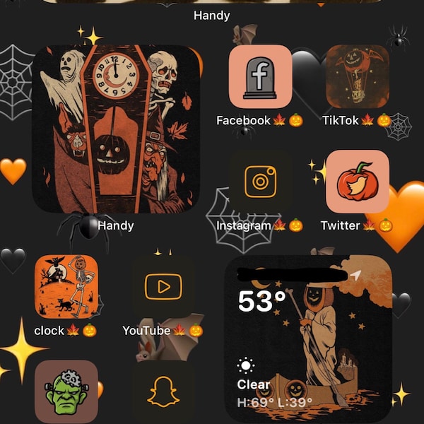 Vintage Halloween iPhone Theme, digital download, Handy Theme