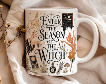 Enter the Season of the Witch Mug, Witch Coffee Mug, Cottagecore Mug, Halloween Gift, Witchy Decor Cup, Crystal Mug